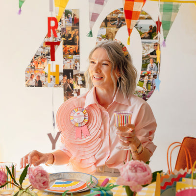 Multi Coloured "Queen For A Day" Birthday Rosette Badge