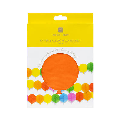 Colourful Paper Balloon Garland, 3m - 3 Pack
