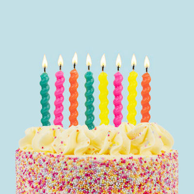 Colourful Bright Twirl Birthday Candles - 8 Pack