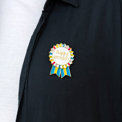 Colourful Enamel "Happy Birthday" Badge