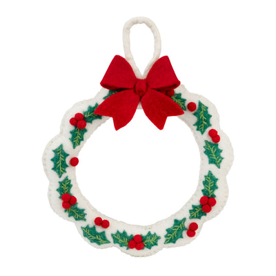Holly Felt Christmas Wreath - 22cm
