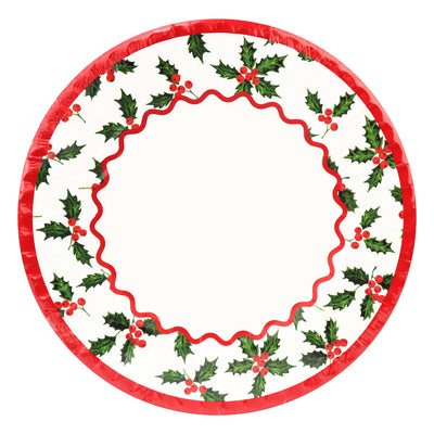 Christmas Holly Large Paper Plates - 10 Pack
