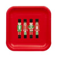 Red Nutcracker Square Paper Plates - 12 Pack