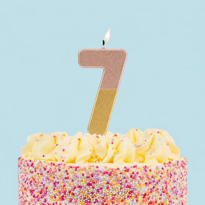 Rose Gold Dipped Birthday Number Candle - 7