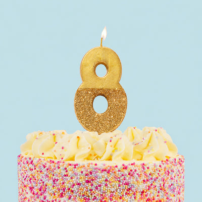Gold Glitter Birthday Number Candle - 8