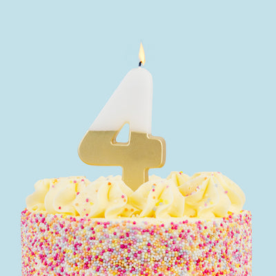 White & Gold Birthday Number Candle - 4