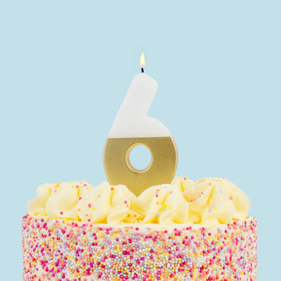White & Gold Birthday Number Candle - 6