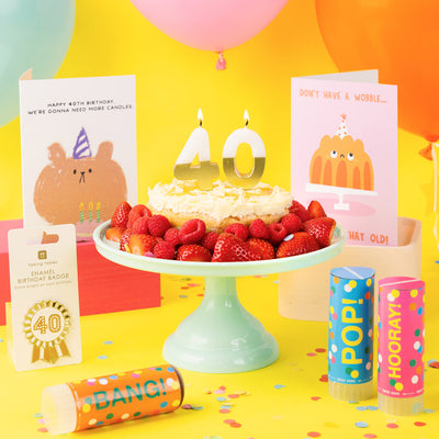 White & Gold Milestone Number Candle - 40