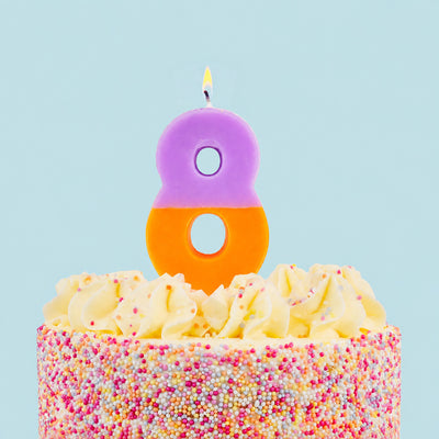 Orange & Purple Birthday Number Candle - 8
