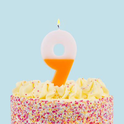 Orange & Light Pink Birthday Number Candle - 9