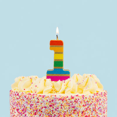 Rainbow Birthday Number Candle - 1