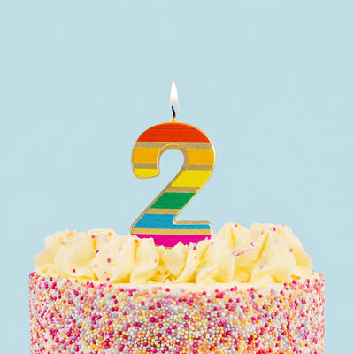 Rainbow Birthday Number Candle - 2