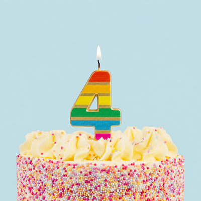 Rainbow Birthday Number Candle - 4