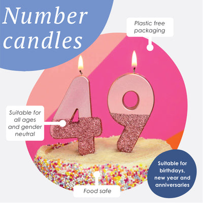 Rose Gold Glitter Number Candle - 1