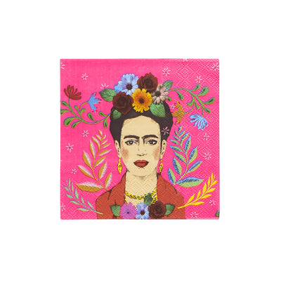 Pink Frida Kahlo Cocktail Napkin - 20 Pack