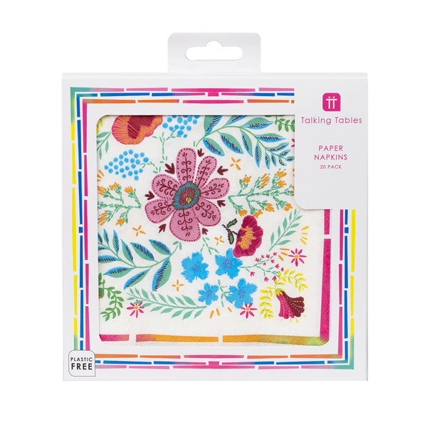 Bright Floral Paper Napkins - 20 Pack