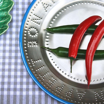 Blue Stainless Steel Reusable Plate - 25cm