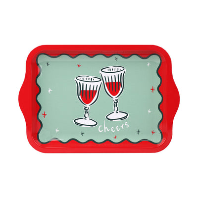 Bon Noel "Cheers" Small Tin Tray - 24cm