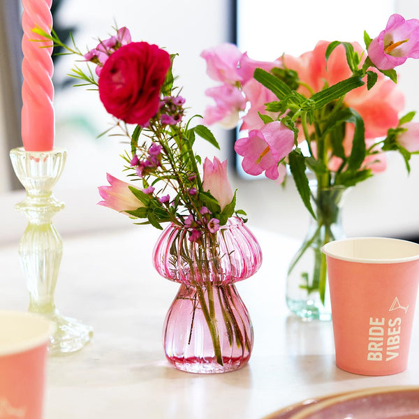 Pink Mushroom Glass Candle Holder & Bud Vase