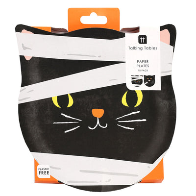 Halloween Cat Face Shaped Plate - 10 Pack