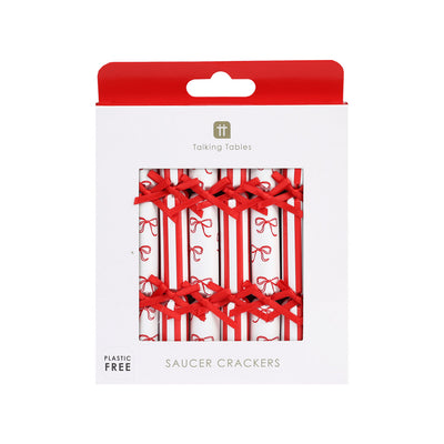 Bow Christmas Saucer Crackers - 8 Pack