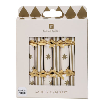 Gold Christmas Saucer Crackers - 8 Pack