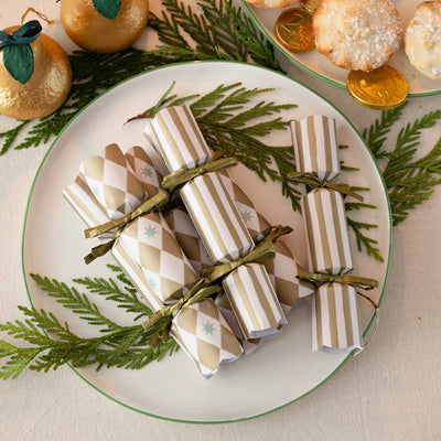 Gold Harlequin Mini Christmas Crackers - 6 Pack