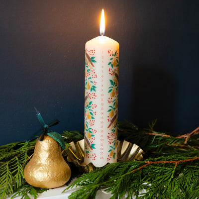 Scalloped Gold Metal Pillar Candle Holder