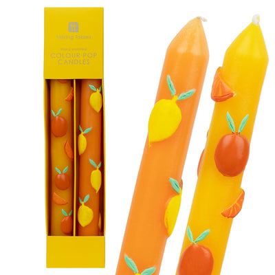 Orange & Yellow Citrus Fruit Dinner Candles - 2 Pack
