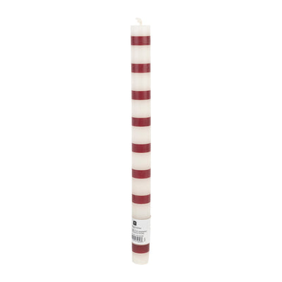 Burgundy & White Stripe Dinner Candles