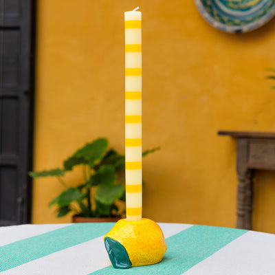 Yellow Stripe Dinner Candle
