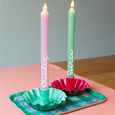 Green & Pink 'Soiree' 'Shindig' Dinner Candles - 2 Pack