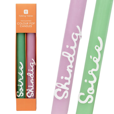 Green & Pink 'Soiree' 'Shindig' Dinner Candles - 2 Pack