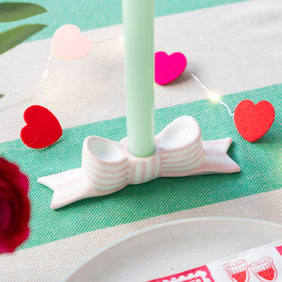 Pink Bow Ceramic Candle Holder