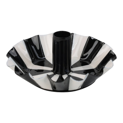 Black White Stripe Scalloped Candle Holder