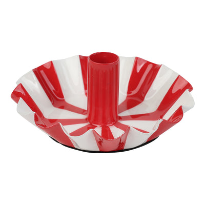Red Stripe Scalloped Candle Holder