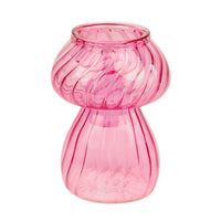 Pink Mushroom Glass Candle Holder & Bud Vase