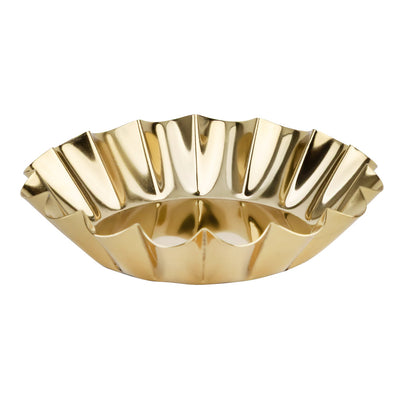 Scalloped Gold Metal Pillar Candle Holder