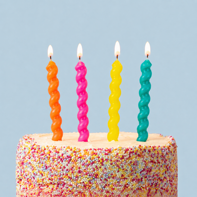 Colourful Bright Twirl Birthday Candles - 8 Pack