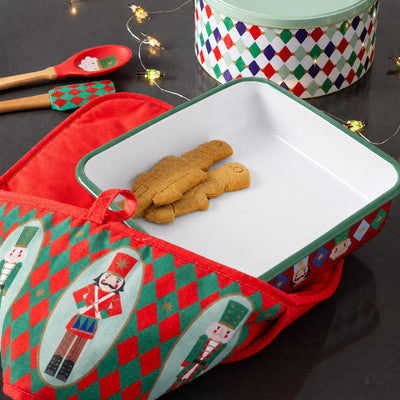 Nutcracker Red Double Christmas Oven Gloves
