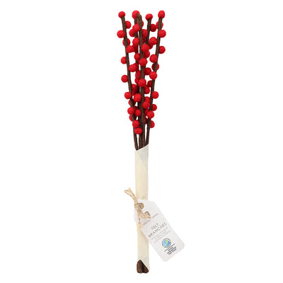 Red Felt Branches Decoration - 5 Pack