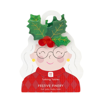 Holly Claw Christmas Hair Clip