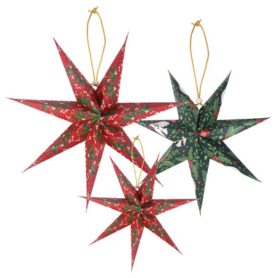 Paper Stars Christmas Tree Decorations - 3 Pack