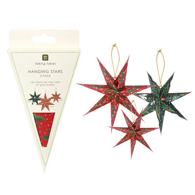 Paper Stars Christmas Tree Decorations - 3 Pack