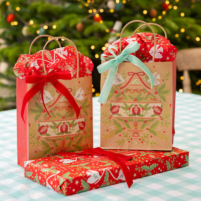 Folklore Red Christmas Tissue Paper - 4 Sheets