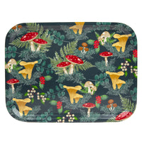 Woodland Forest Mushrom Green Wooden Tray