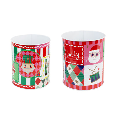 Santa Christmas Storage Tins - 2 Pack