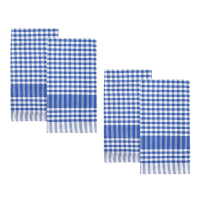 Blue & White Fabric Gingham Napkins/Tea Towels - 4 Pack
