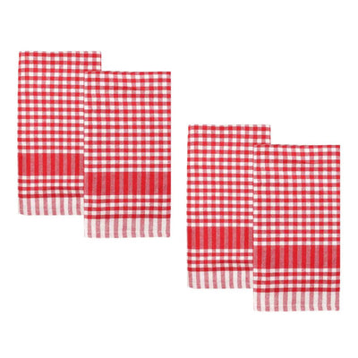 Red & White Fabric Gingham Napkins/Tea Towels - 4 Pack
