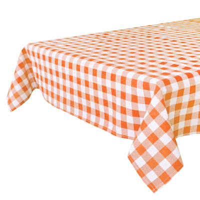 Orange & White Fabric Gingham Tablecloth